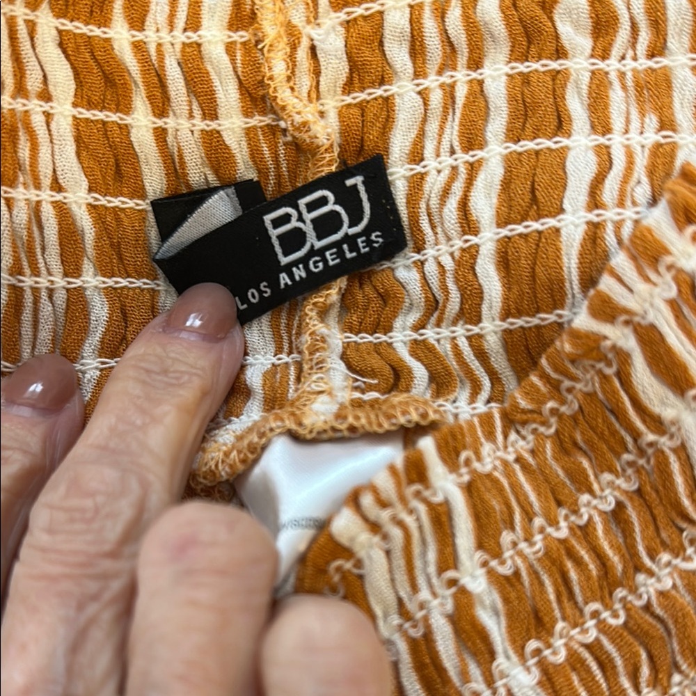 BBJ Striped Mustard and White Wide-Leg Pants - Picture 7 of 9